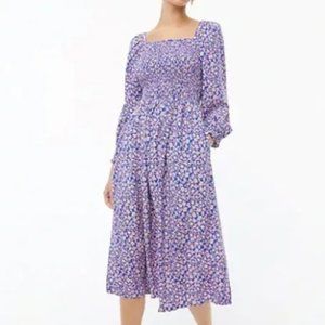 J Crew Floral Smocked Midi Dress Large
